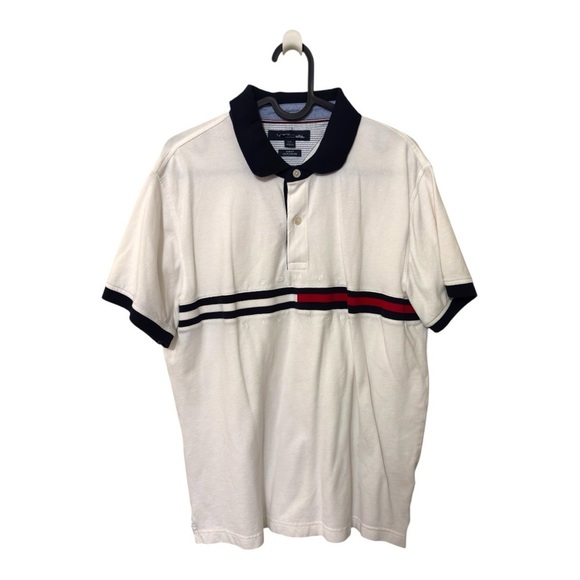 Tommy Hilfiger Embroidered Stripe Polo Men’s Large Slim Fit - Picture 1 of 4